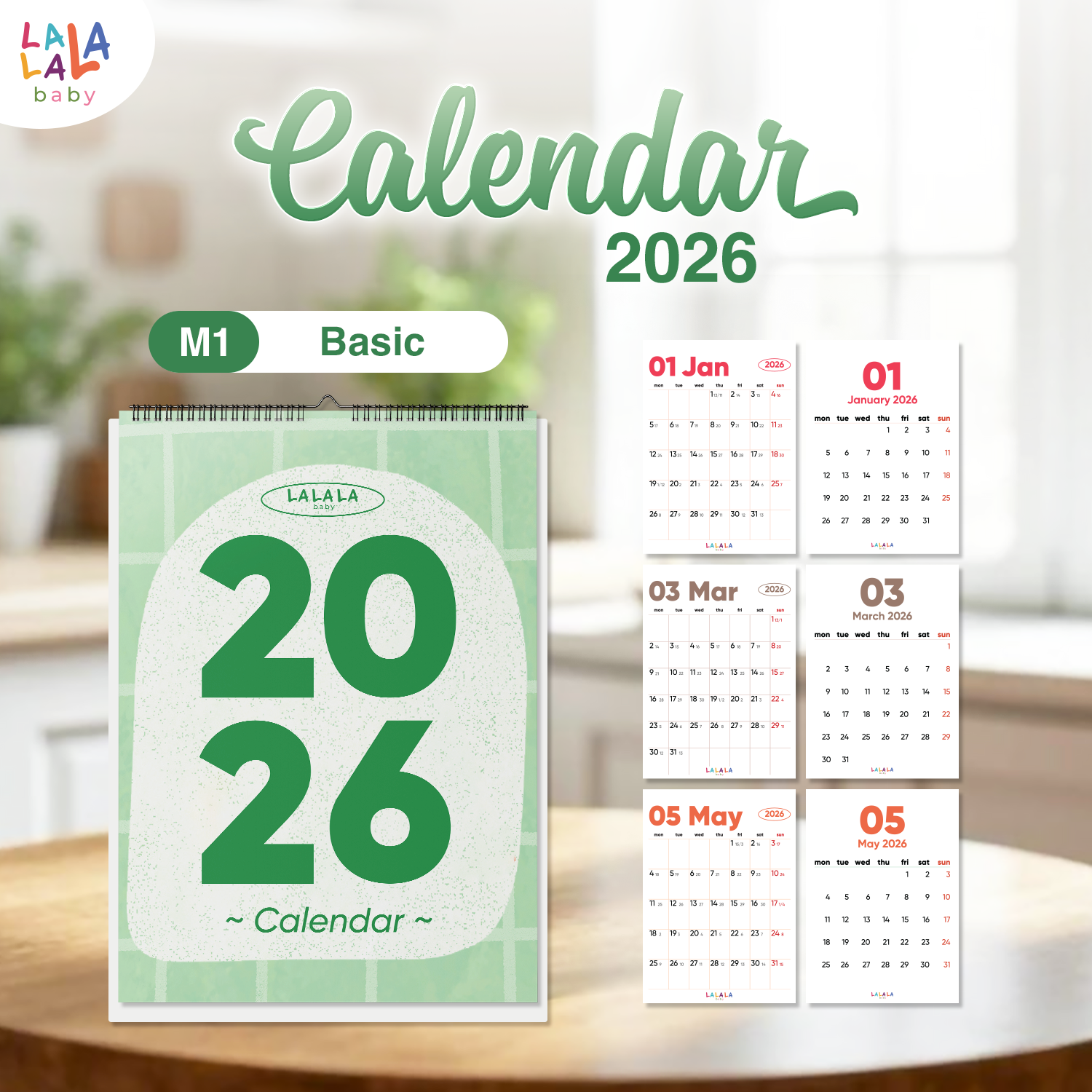 Lịch để bàn 2026 có lịch âm mini kèm ghi chú cute Calendar nhiều mẫu Lalala Baby